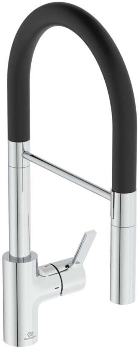 Ideal Standard Gusto - Keukenkraan met flexibele arm en douche, chroom/zwart BD417AA