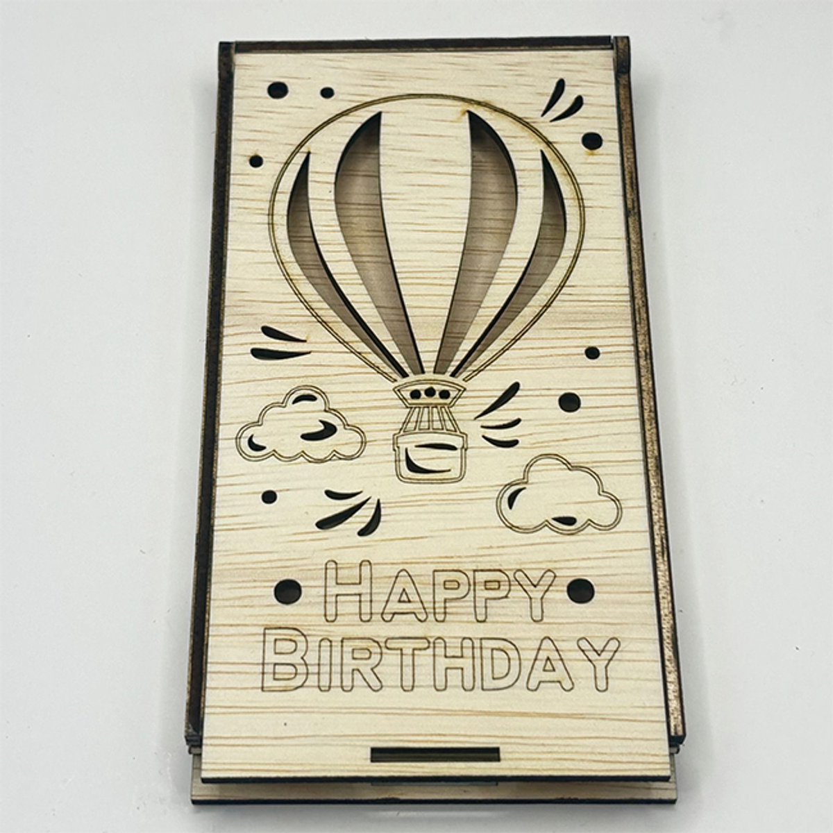 Handgemaakte Houten Cadeaudoos voor Geld of Giftcard – Luxe Geschenkverpakking met Gravure "Happy Birthday"