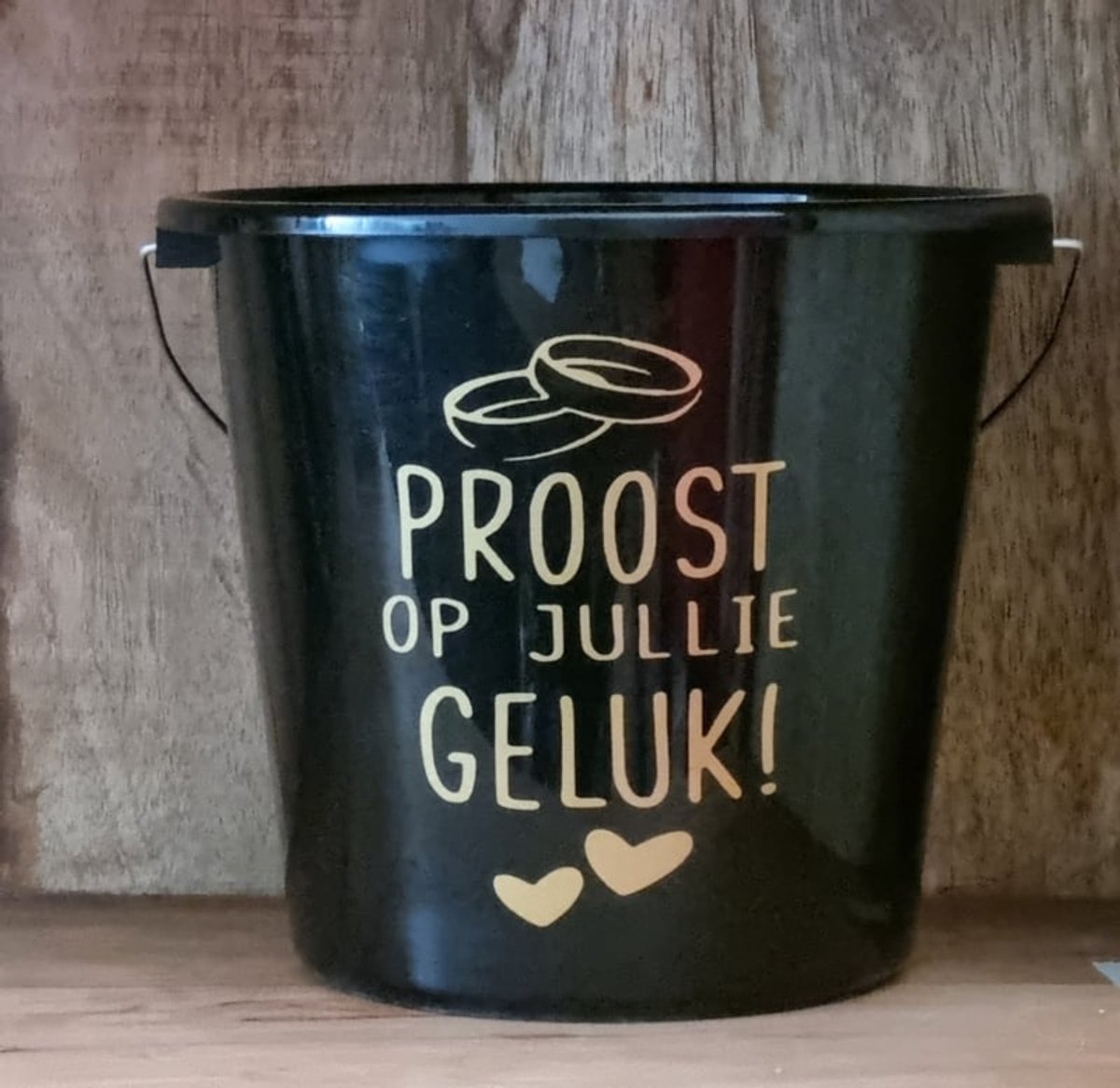Cadeau emmer- proost op jullie geluk Bouwemmer 12 Liter