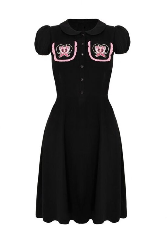 Hell Bunny Not Into You Dames Medium-lengte jurk - zwart - M
