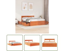 vidaXL Grenenhouten Bed - Massief Houten Bed - Bedframe zonder matras massief grenenhout wasbruin 150x200 cm - Bed Met Lade - Bruine Bed - Tweepersoonsbed