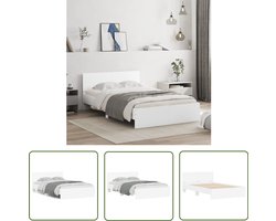 vidaXL Houten Bed Frame - Wit Bed Frame - Bedframe met hoofdeinde wit 120x200 cm - Bed Frame 120x200 - Slaapcomfort - Modern Bed Frame