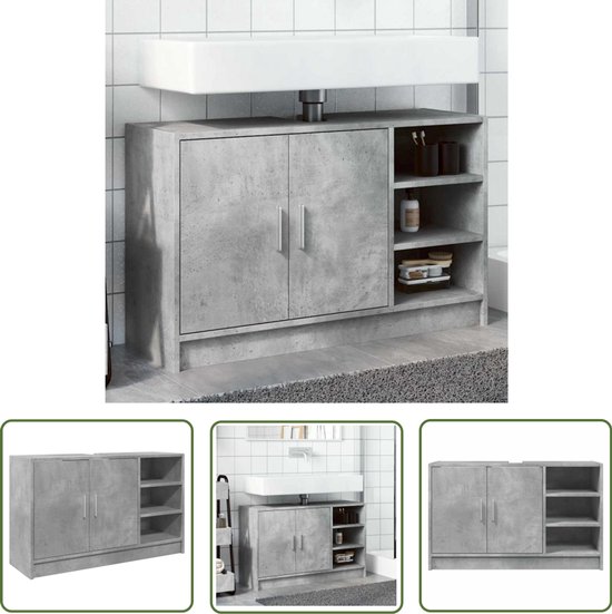 vidaXL Badkamerkast 30x30x190 cm bewerkt hout betongrijs