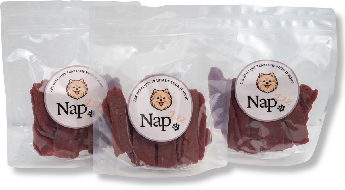 NapZZZ Hondensnack – Eend Jerky – 3x300g
