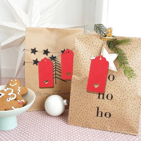 100 stuks cadeauhangers, 2 x 7 cm kraftpapier, labels met 20 m jute