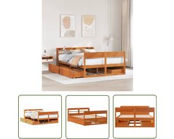 vidaXL Houten Bed - Bedframe - Bedframe zonder matras massief grenenhout wasbruin 120x200 cm - Massief Grenenhout - Bed - Slaapkamers