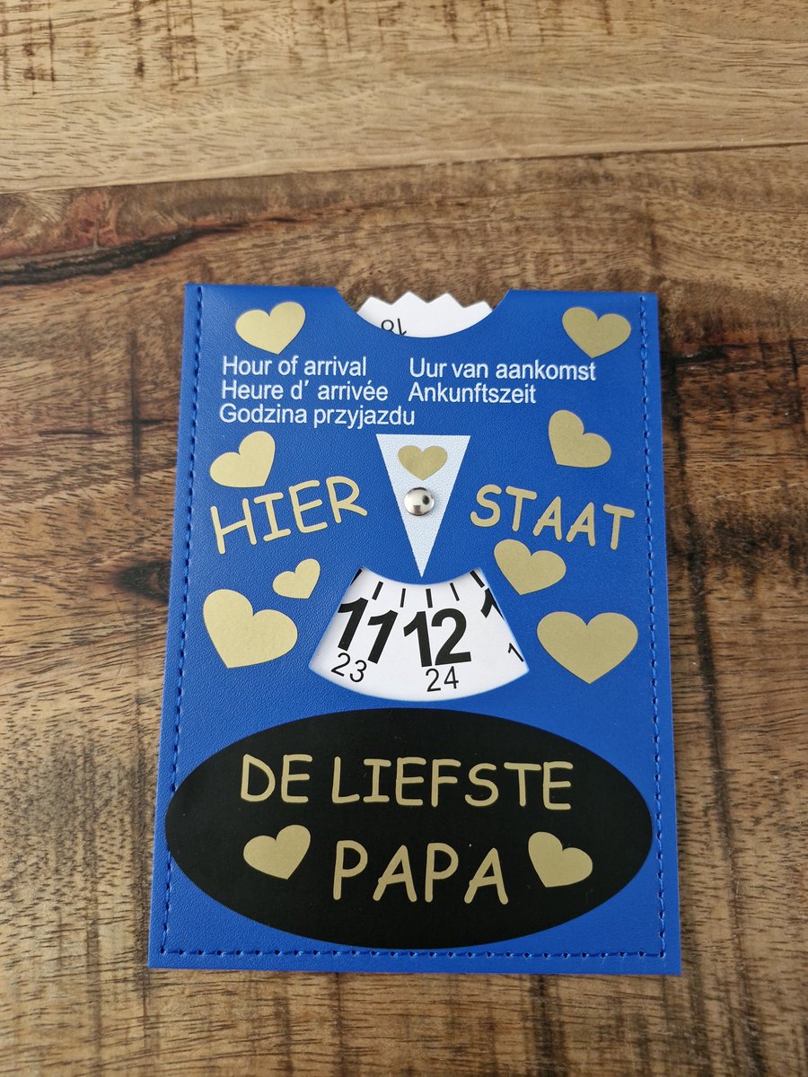 Parkeerschrijf met tekst- Hier staat - De liefste papa - blauwe zone- parkeerkaart- blauweschijf