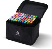 KoningBen Twinmarkers – stiften 80 stuks – alcohol markeerstift – Dual tip markers – professionele tekenstiften – inclusief opbergtas – voor volwassenen en kinderen professioneel