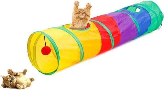Foto: Boraboi faltbare speeltunnel voor katten konijnen en kleine dieren met interactief speelgoed