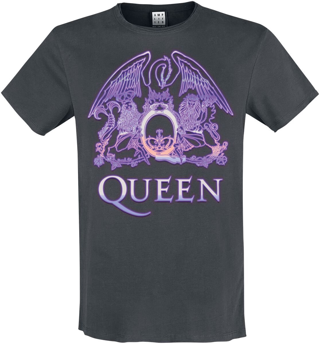 Queen Amplified Collection - Neon Sign Heren T-shirt - houtskool - L