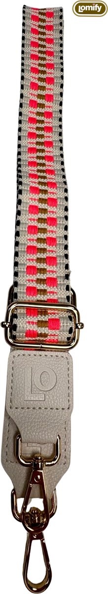 Lomify Pattern Strap Zigzag Beige & Wit & Roze & Bruin universeel telefoonkoord / Lanyard / phone strap met verstelbare schouderhals 80cm - 130 cm