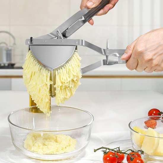 Ibenzoa® Aardappelpers van roestvrij staal met ergonomische siliconen handgreep voor moeiteloos pureren en veelzijdig gebruik