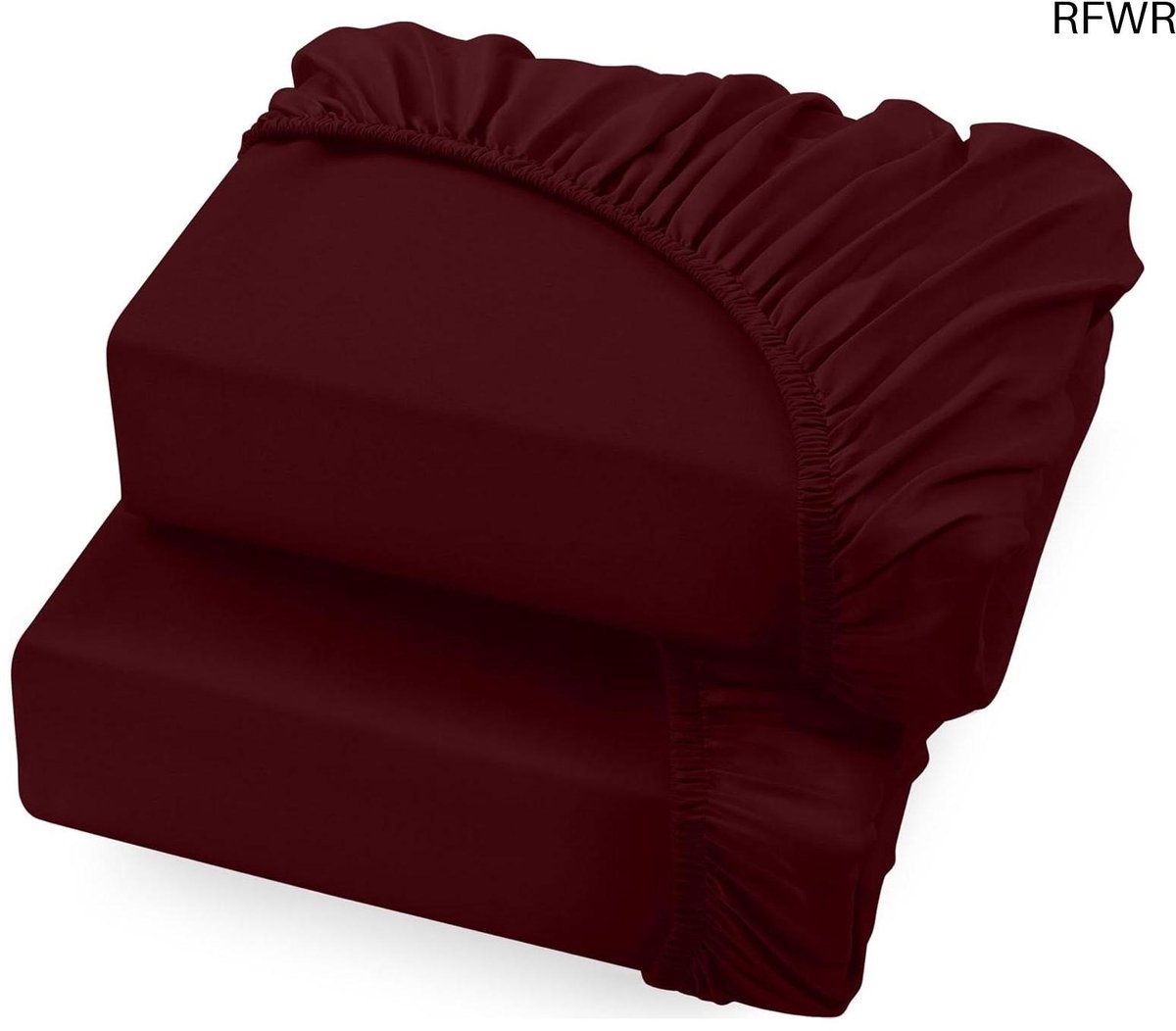 RFWR Set van 2 hoeslakens 160 x 200 cm - Bordeauxrood Microvezel voor Comfortabel Slapen