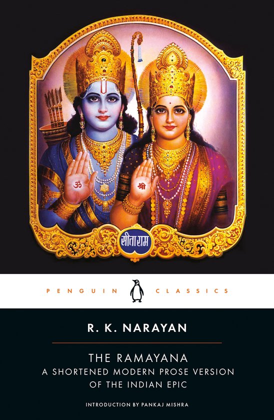 De Ramayana: A Shortened Modern Prose Version of the Indian Epic, met Sita en Rama op de cover.