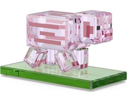 Swarovski beeldjes Minecraft Pig 5701273 | decoratieobject kristallen figuur roze, glanzende stijl, blokkerig ontwerp