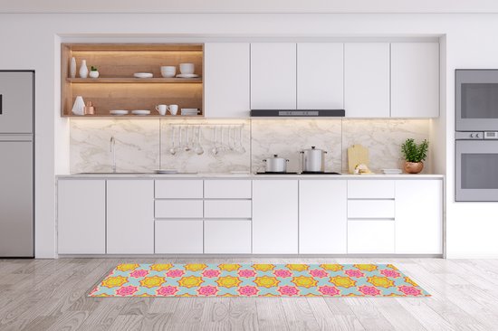Keukenloper 240x60 cm - Keukenmat vinyl Flower Power - Design - Hippie - Keukenmatten loper - Keuken vloerkleed tapijt