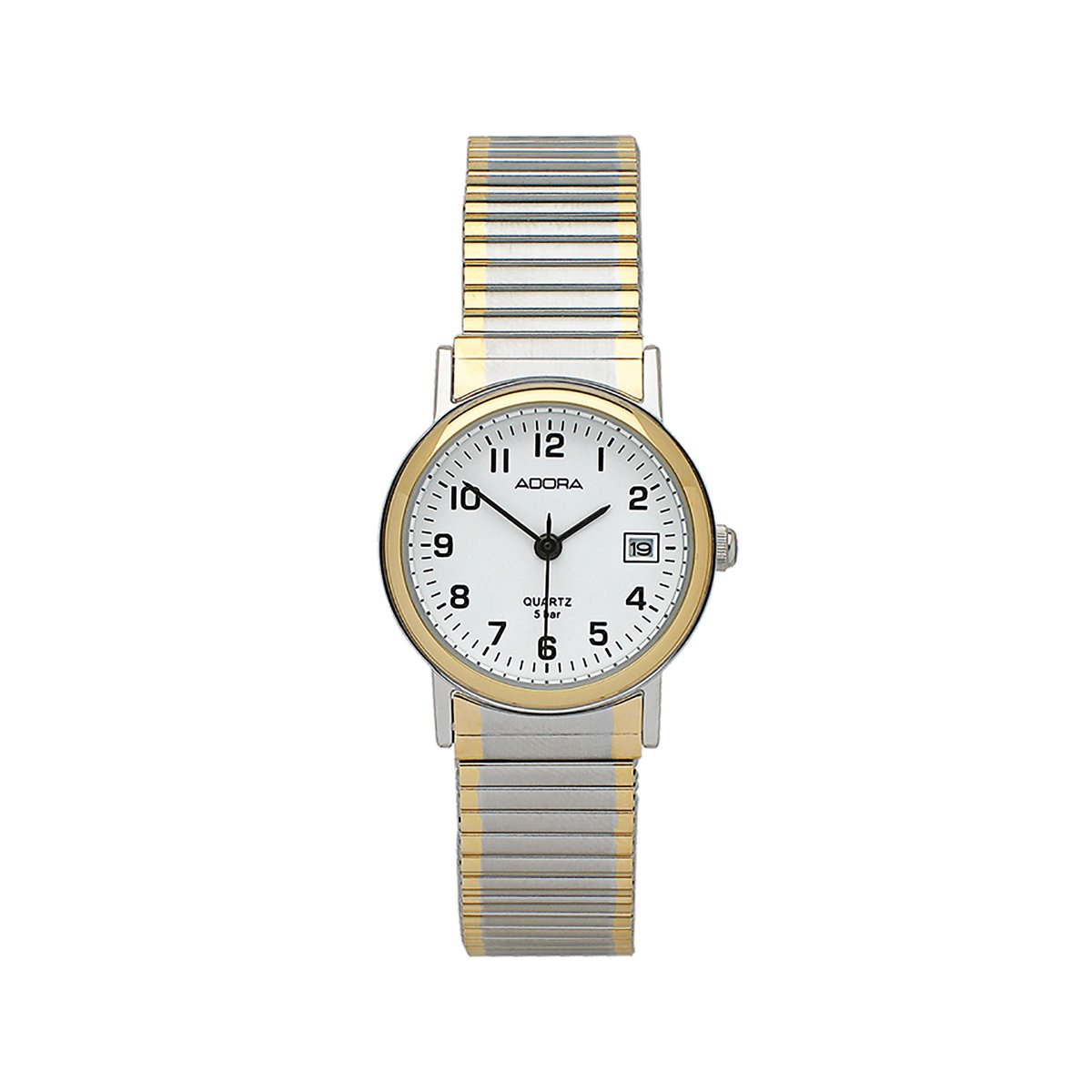 Adora AB6043 Dameshorloge - Zilverkleurig met Goudaccent - Rekband - Datumaanduiding - Roestvrijstaal - Waterdicht - Quartz