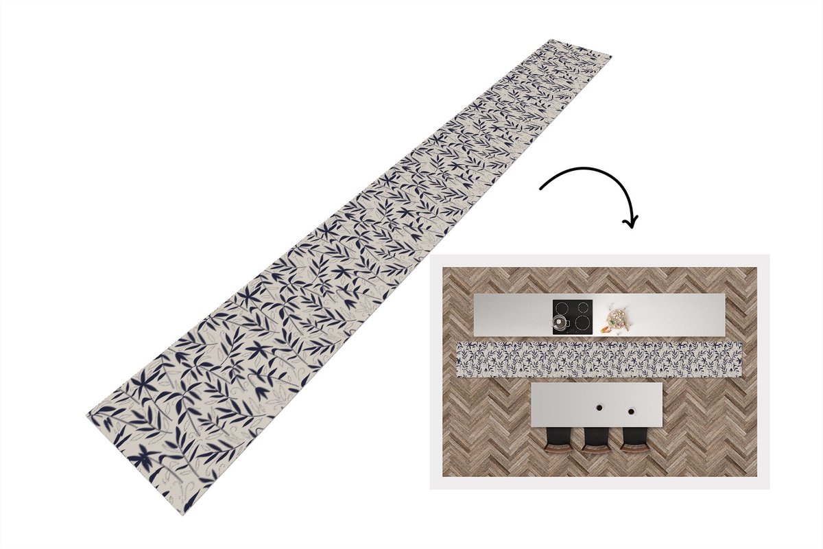 KitchenYeah Keukenloper 400x50 cm - Keukenmat vinyl Planten - Japan - Patronen - Keukenmatten loper - Keuken vloerkleed tapijt