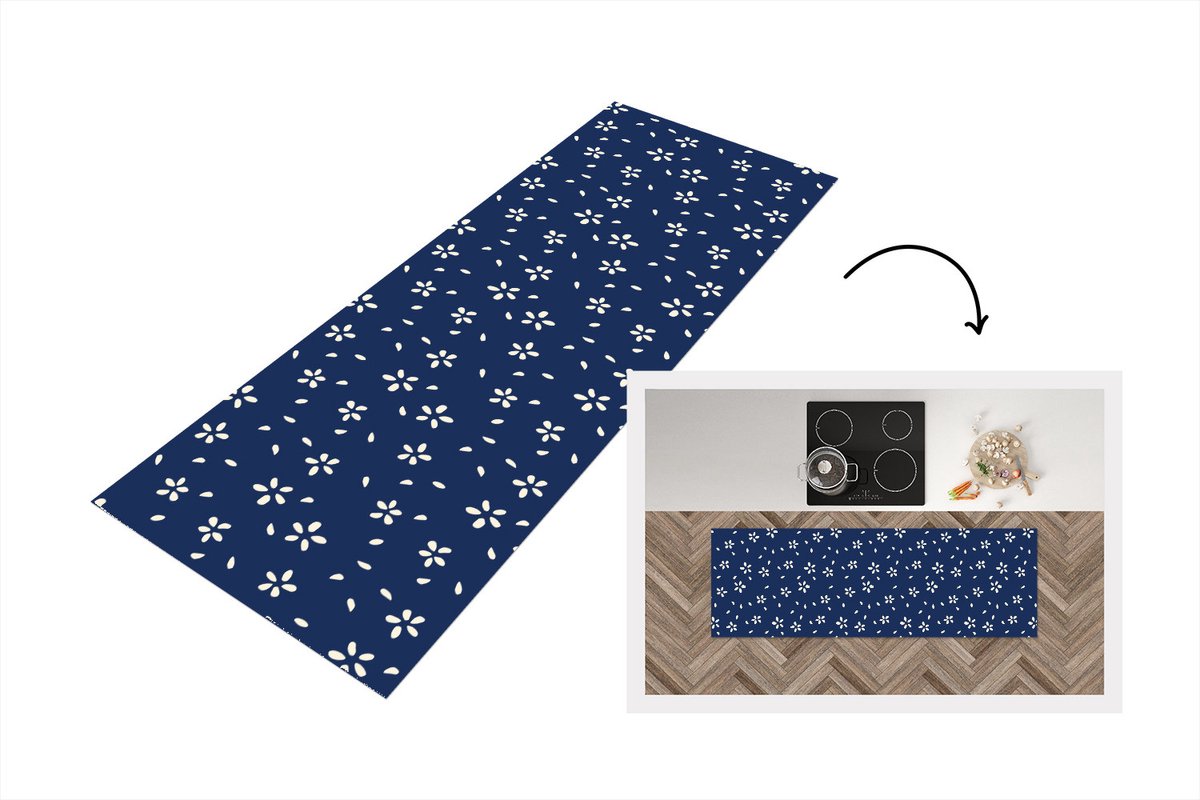 KitchenYeah Keukenloper 150x50 cm - Keukenmat vinyl Bloesem - Patroon - Lente - Japan - Keukenmatten loper - Keuken vloerkleed tapijt