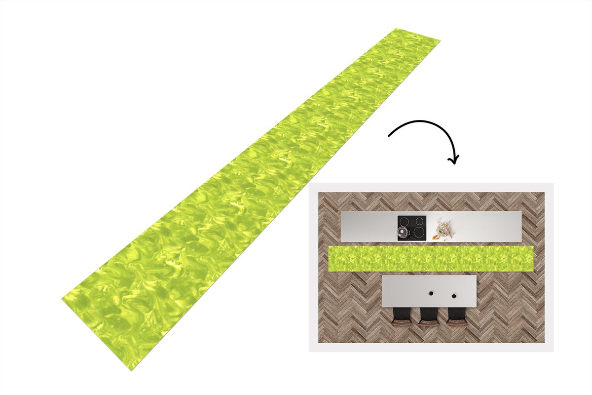 KitchenYeah Keukenloper 400x50 cm - Keukenmat vinyl Groen - Marmer print - Verf - Design - Keukenmatten loper - Keuken vloerkleed tapijt