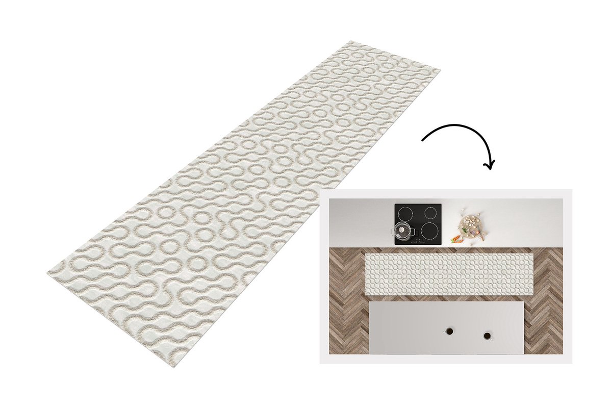 KitchenYeah Keukenloper 240x60 cm - Keukenmat vinyl Stenen - Abstract - Patronen - Industrieel - Keukenmatten loper - Keuken vloerkleed tapijt Steen - Abstract