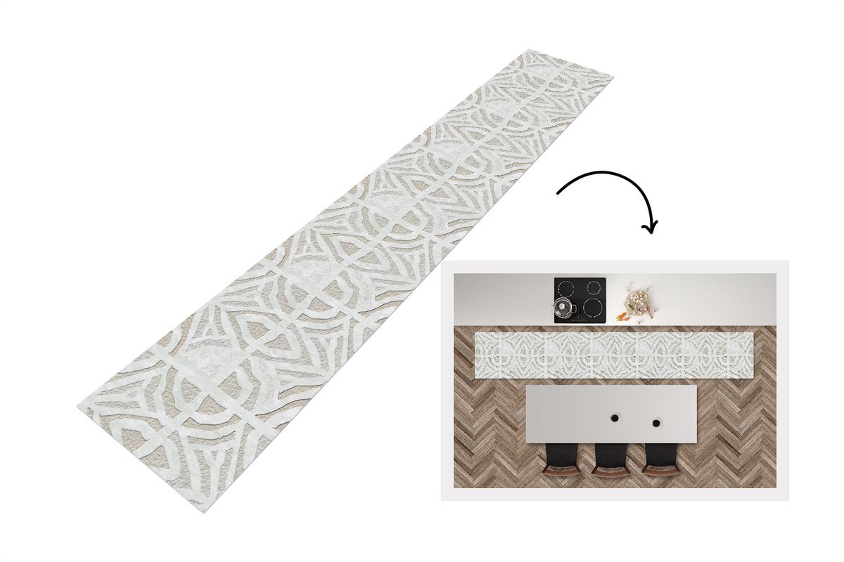 KitchenYeah Keukenloper 360x60 cm - Keukenmat vinyl Steen - Gips - Patroon - Keukenmatten loper - Keuken vloerkleed tapijt Steen - Patroon