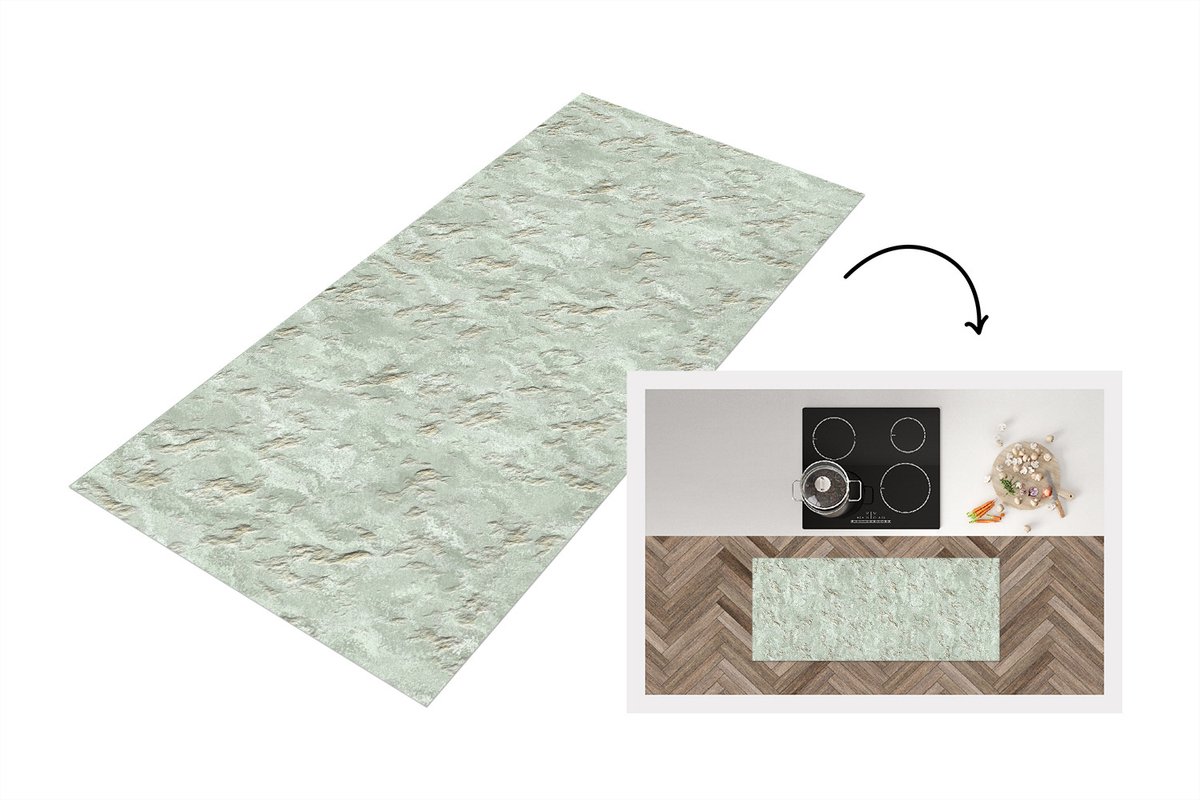 KitchenYeah Keukenloper 120x50 cm - Keukenmat vinyl Gips - Structuur - Patronen - Keukenmatten loper - Keuken vloerkleed tapijt Steen - Structuur