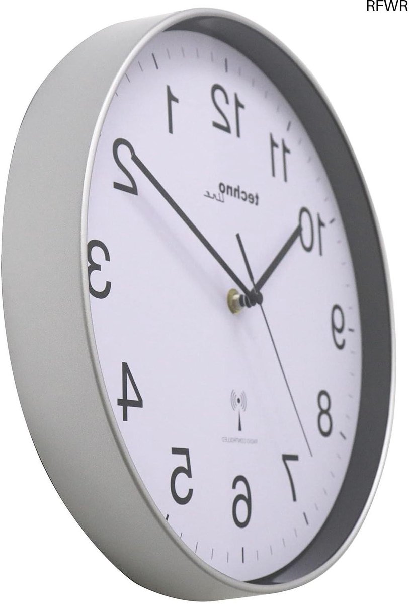 RFWR® Radiografische wandklok met zilveren frame en witte wijzerplaat - Ø 30 cm
