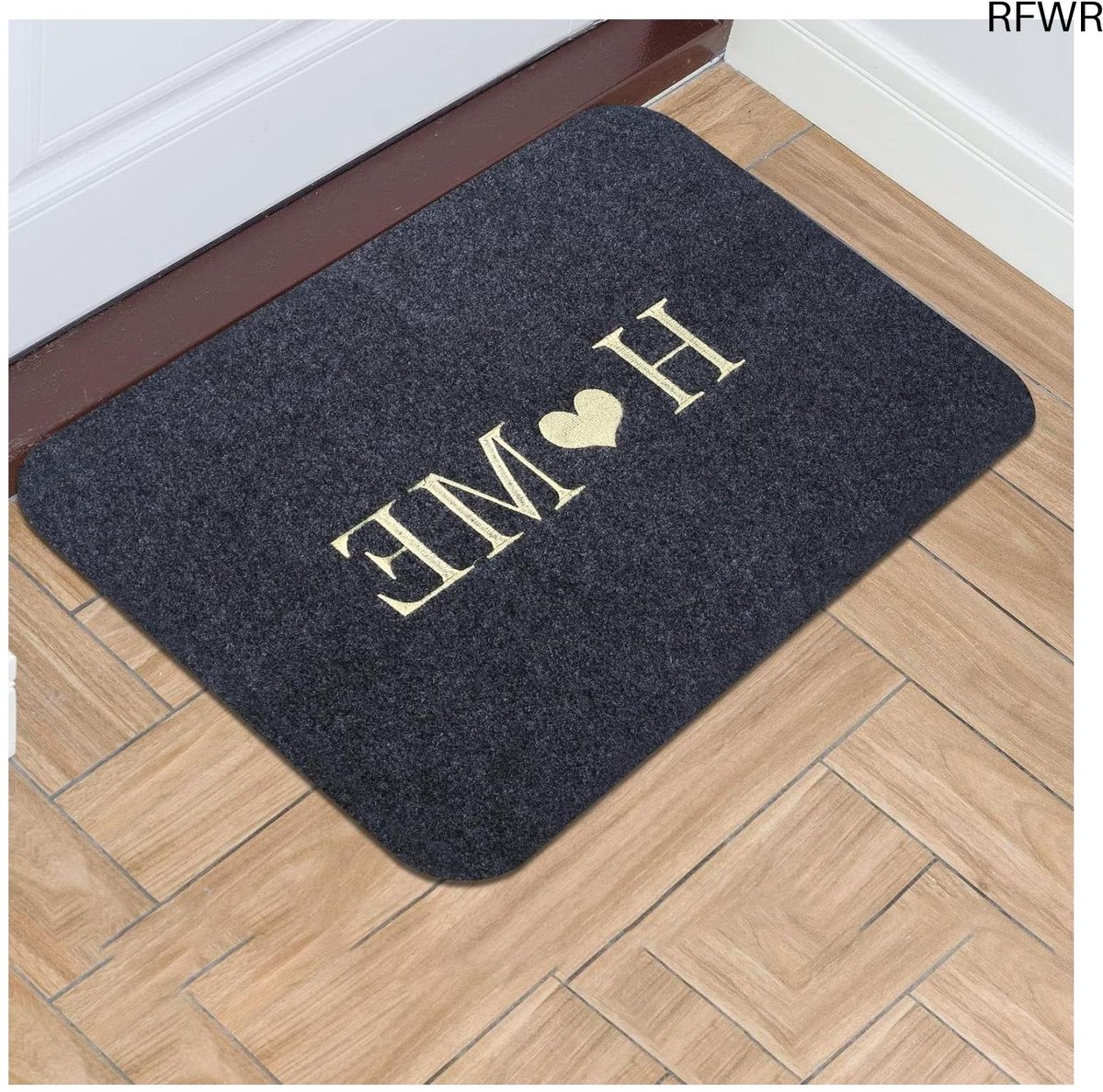 RFWR 2 Stuks Vuilvangmat - Antislip Schoonloopmat voor Binnen en Buiten - 40 x 60 cm grijs zwart