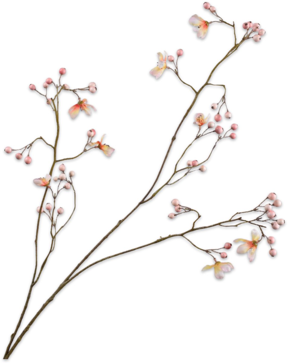 Silk-ka Kunstbloem-Kunsttak Bessentak Perzik-Roze 92 cm