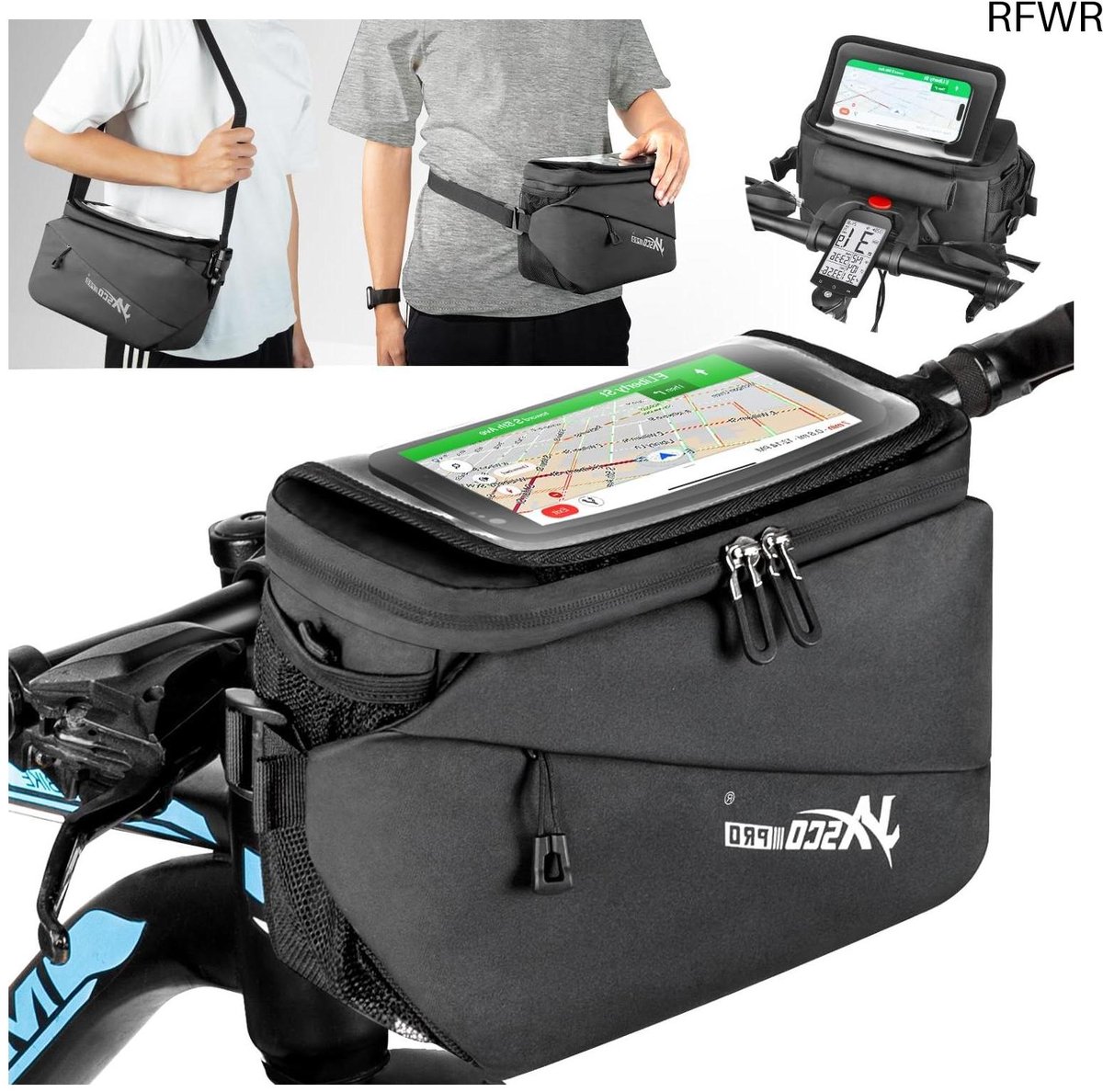 RFWR® Waterdichte 4,5L Fietstas met Stuuradapter - 3-in-1 Fietstas voor Fietsen en E-bikes