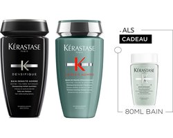 Kérastase Densifique Homme & Genesis Homme Duo + Cadeau voor mannen - Shampoo 250ml & Shampoo 250ml + Shampoo Divalent 80ml Cadeau, anti-haaruitval shampoos voor heren