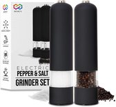 Infinity Goods Elektrische Peper- En Zoutmolen Set - Pepermolen - Zoutmolen - Verstelbare Maalgraad - Kruidenmolen - Zwart