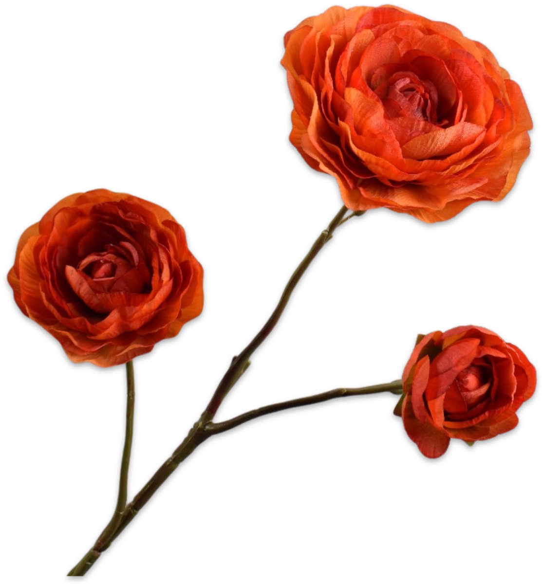Silk-ka Kunstbloem-Zijden Bloem Ranonkel Tak Orane 46 cm Oranje -Roze