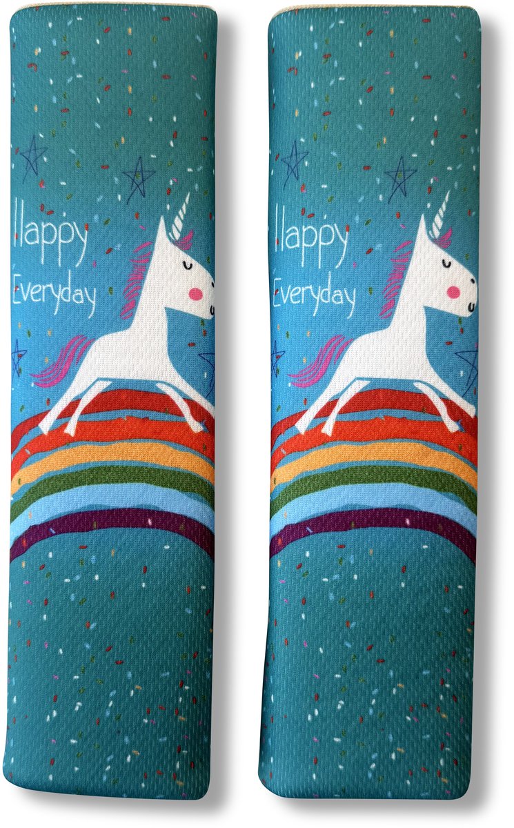 Gordelbeschermer Kind - Regenboog & Eenhoorn - Gordelkussen 2 stuks - Kasey Products