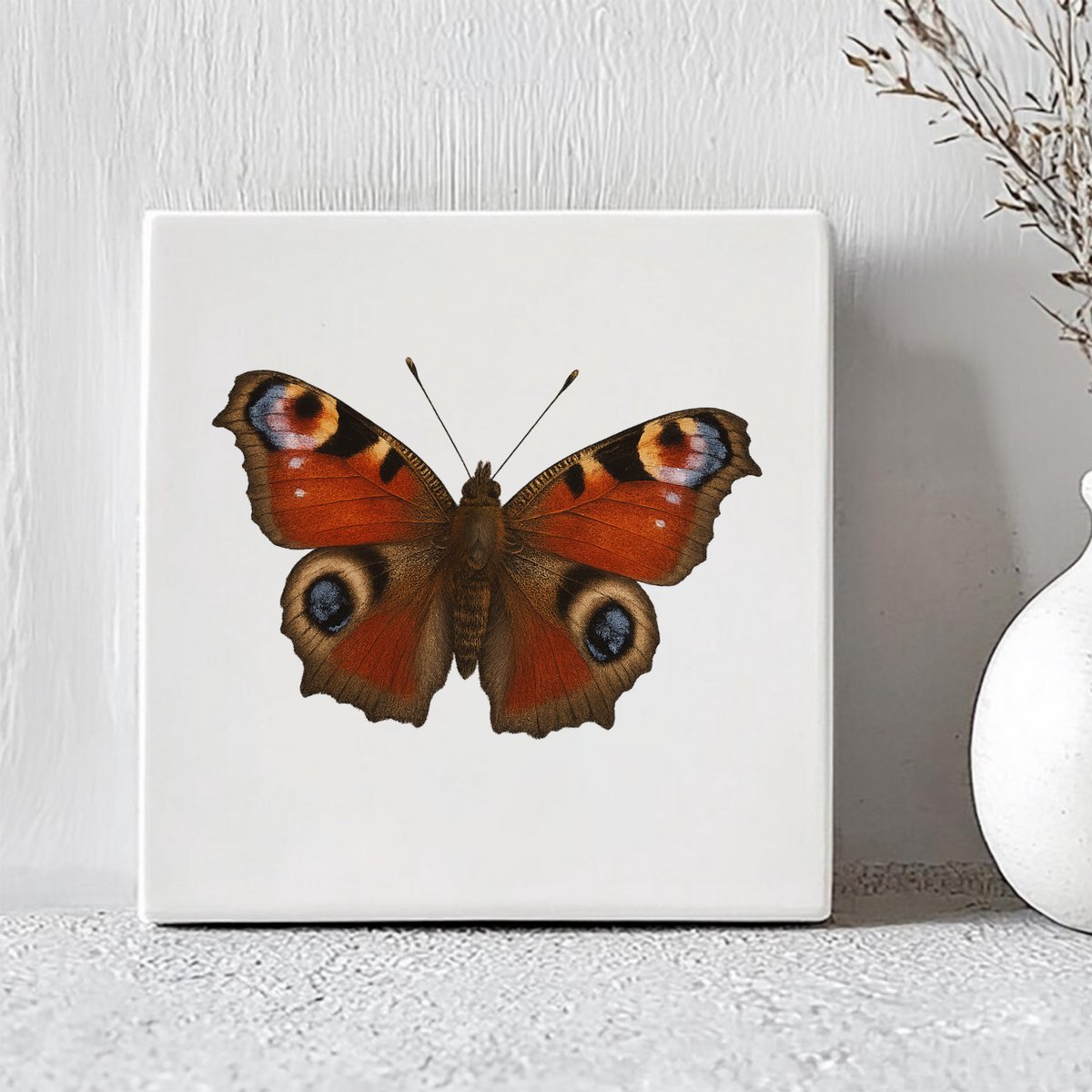 Printazzy - Tegeltjes met Tekst - Dagpauwoog - Vlinder - Decoratie Woonkamer - Muurdecoratie - Onderzetters voor Glazen