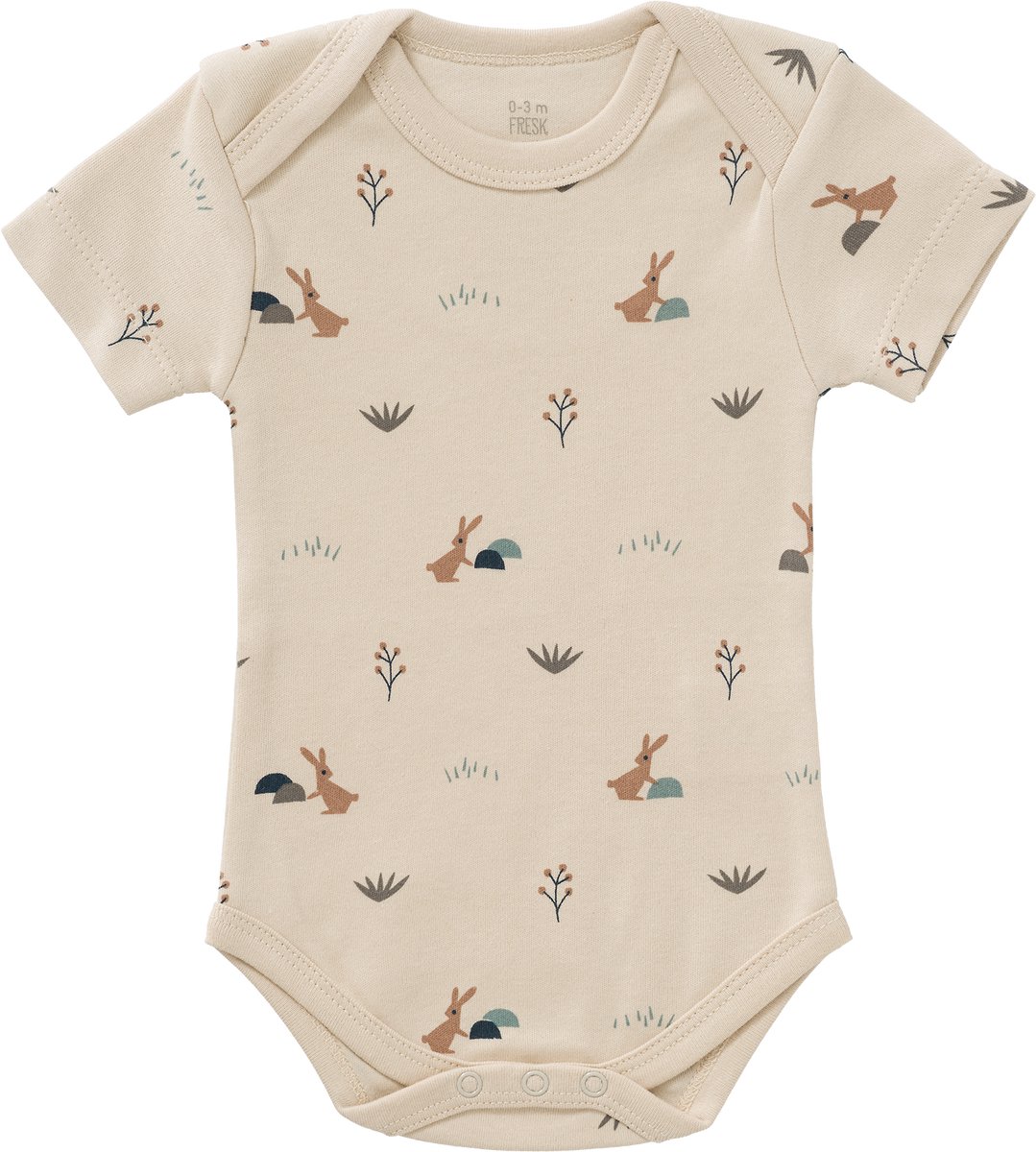 Fresk Romper met Korte Mouwen newborn - Babykleding - Biologisch Katoen - Zand - Rabbit Sandshell