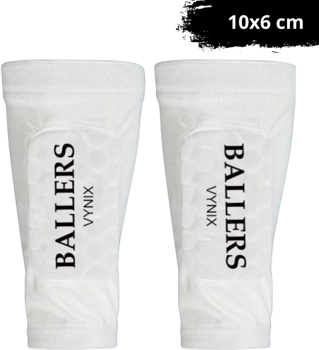 Vynix Ballers ingebouwde scheenbeschermer - Scheenbeschermers voetbal - Shin Pad Sleeve - Voetbal scheenbeschermers - 12+ jaar - Met opbergzakje 10x6cm - Wit