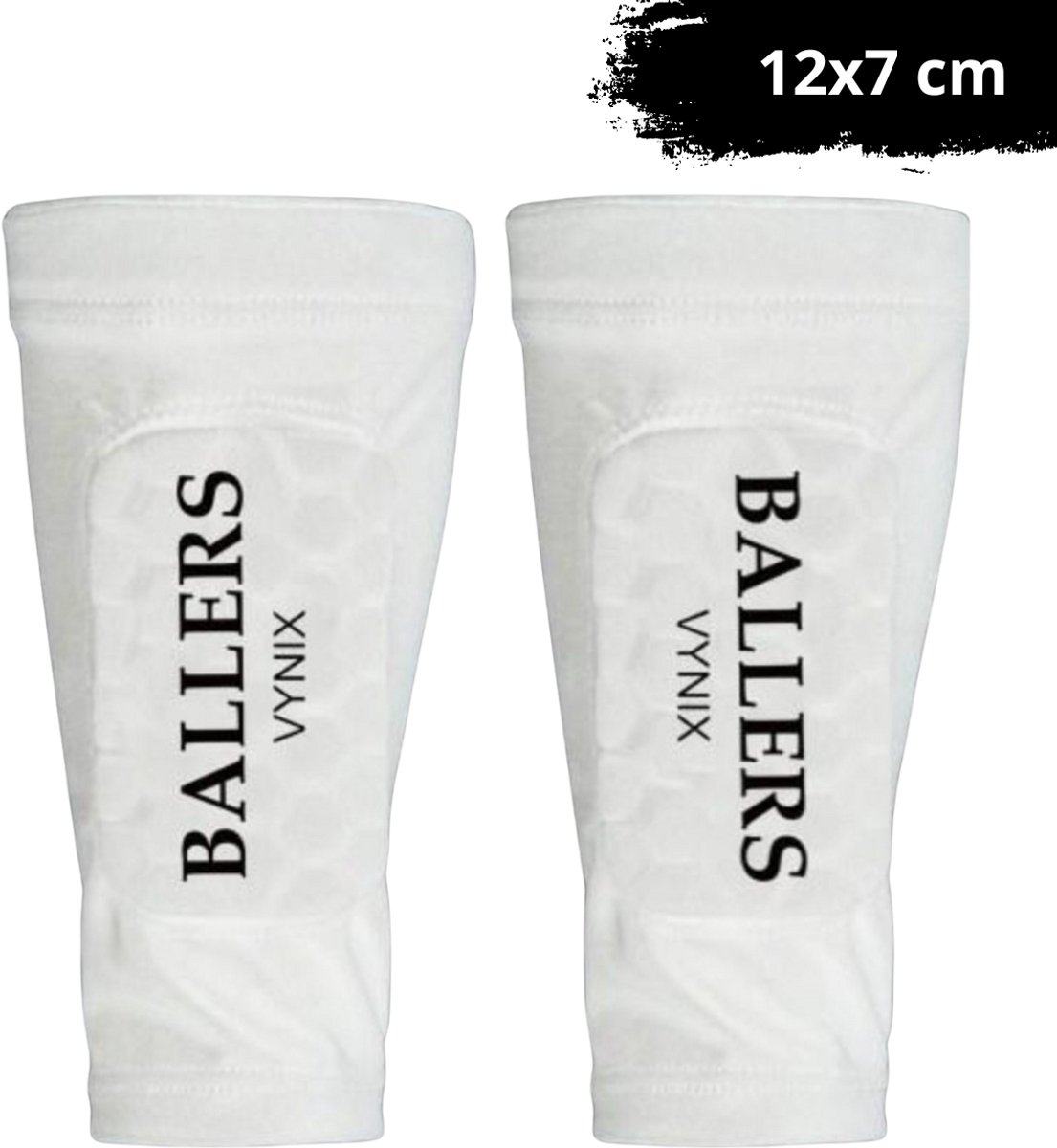 Vynix Ballers ingebouwde scheenbeschermer - Scheenbeschermers voetbal - Shin Pad Sleeve - Voetbal scheenbeschermers - 12+ jaar - Met opbergzakje 12x7cm - wit