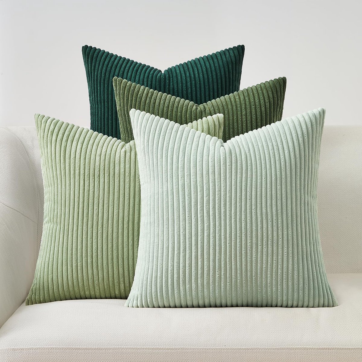 Ibenzoa Kussensloop Set van 4 in Lichtgroen Corduroy voor Bank en Slaapkamer Decoratie Lichtgroene serie