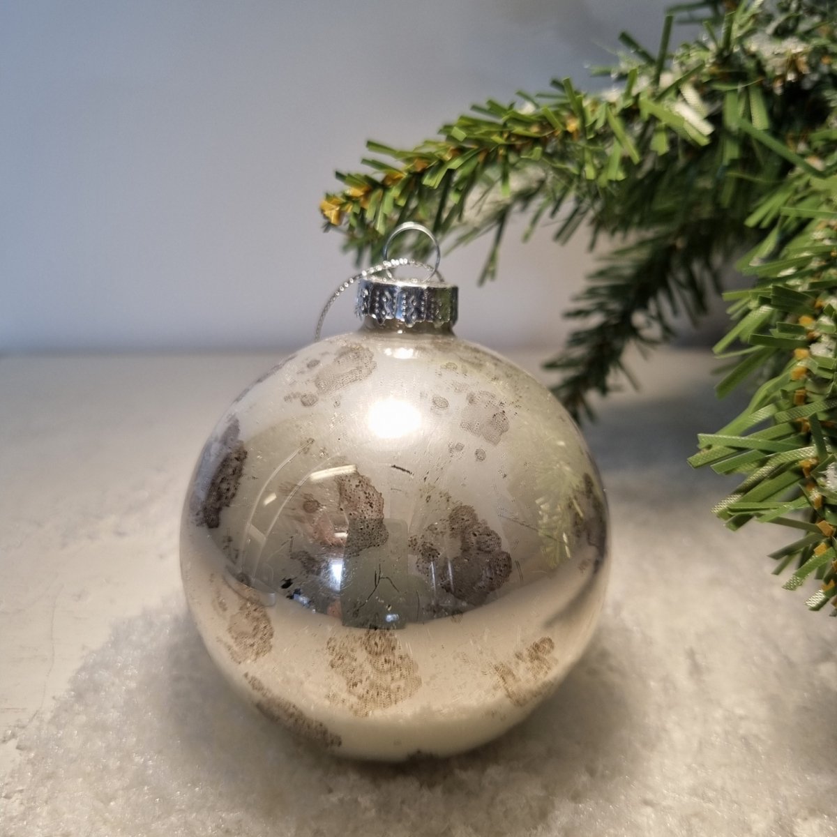 Countryfield Kerstbal Rosalin S zilver Ø8cm