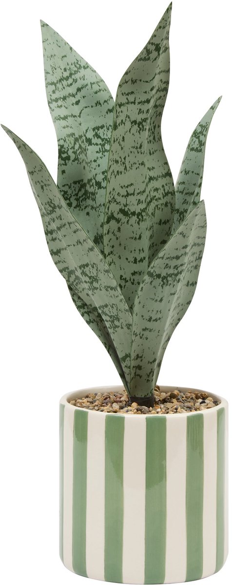 Atmosphera Kunstplant Sansevieria Chéri met keramische pot - Ø12xH38cm - Groen