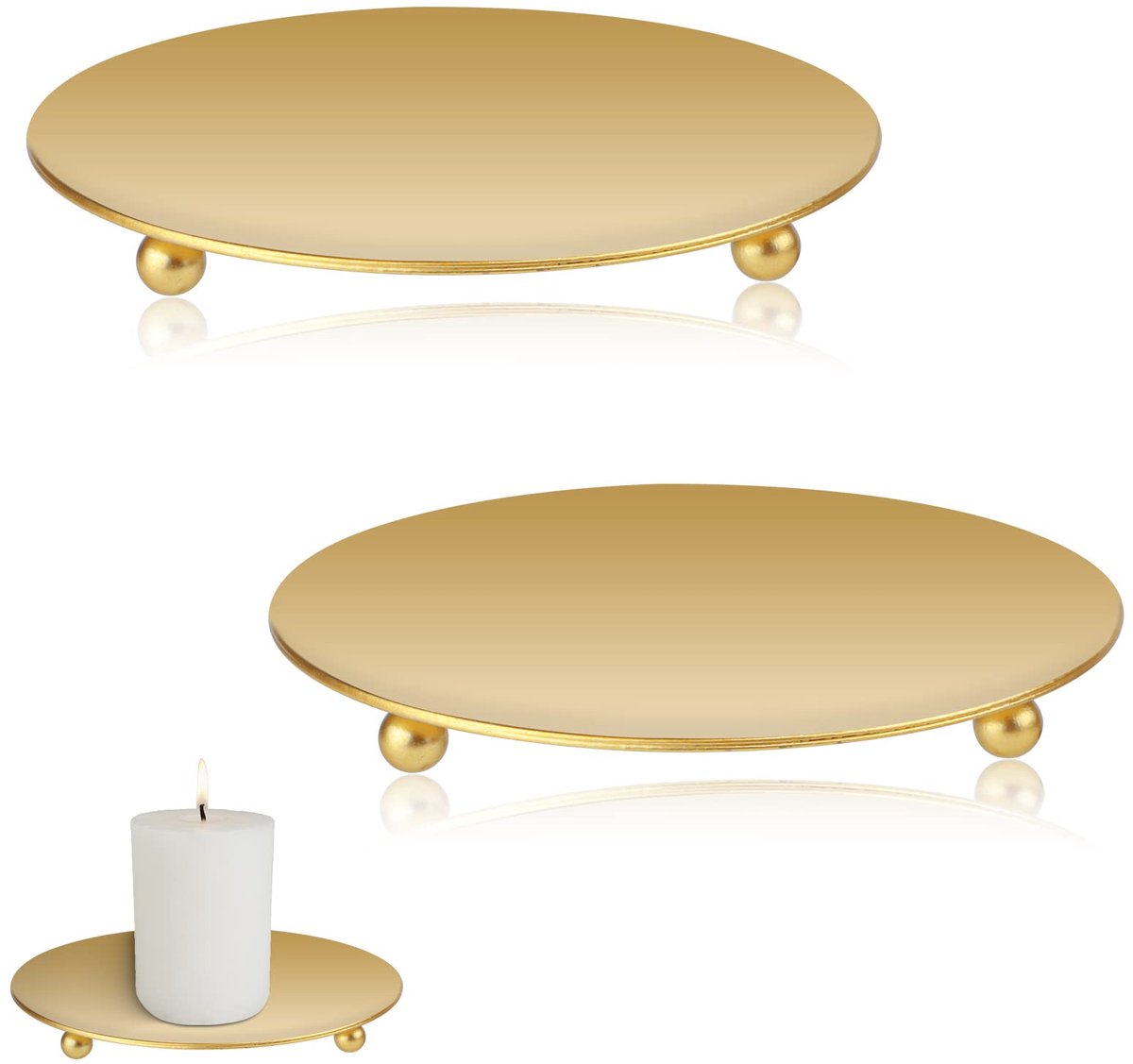 Ibenzoa Stijlvolle gouden kandelaar set voor stomp- en votiefkaarsen met elegant design