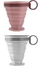2 Stuks Opvouwbare Siliconen Koffiemokken – 350 Ml – Met Deksel & Karabijnhaak – Lekvrij – Voor Kamperen, Reizen En Picknick – Zwart