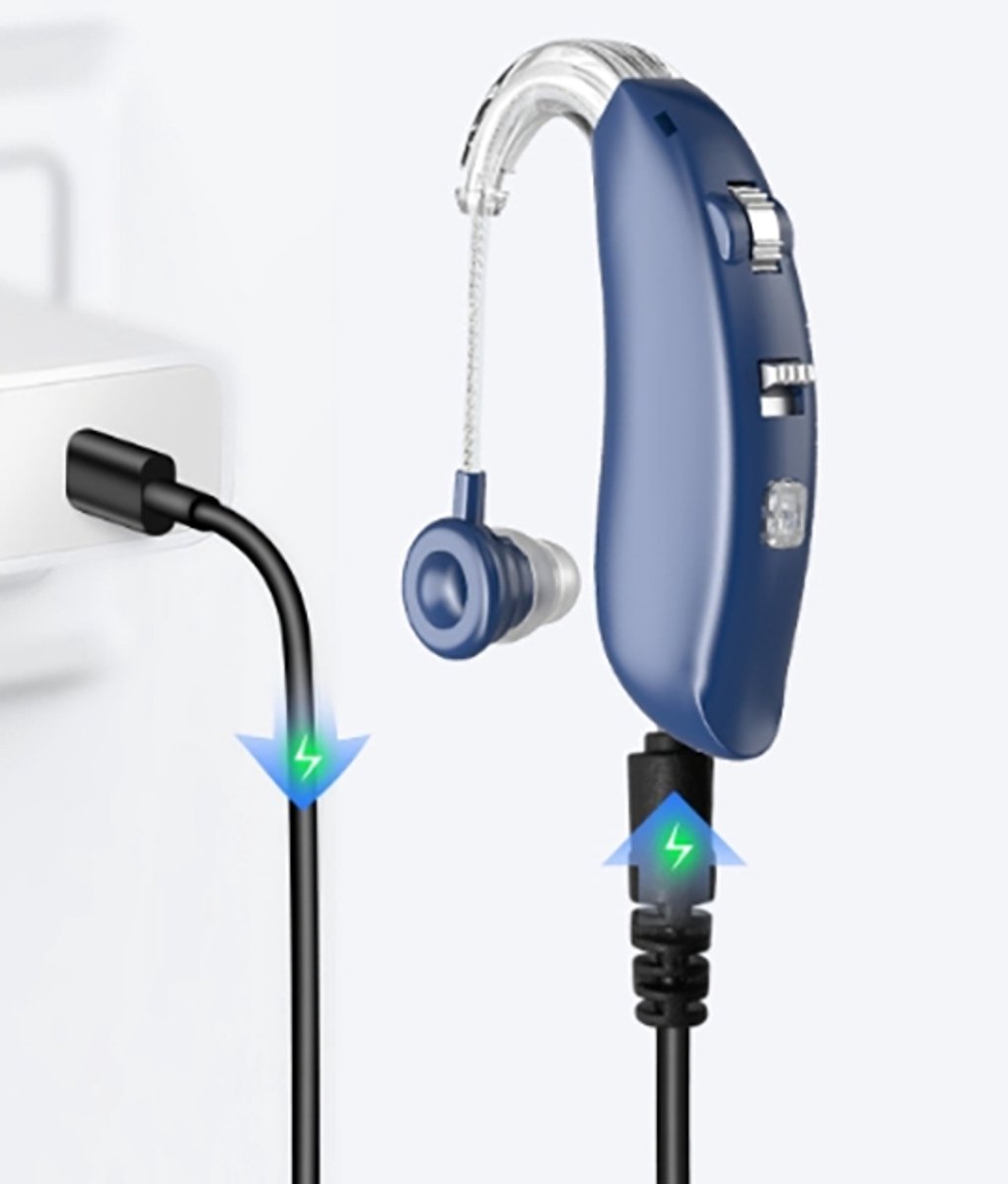 Pro Care Excellent Quality® Digitaal Intelligent Gehoorapparaat met geluid reductie - oplaadbaar voor achter het oor (AHO) Universeel links of rechts - Gehoorapparaat oplaadbaar - Gehoorversterker - FAGG - Blauw