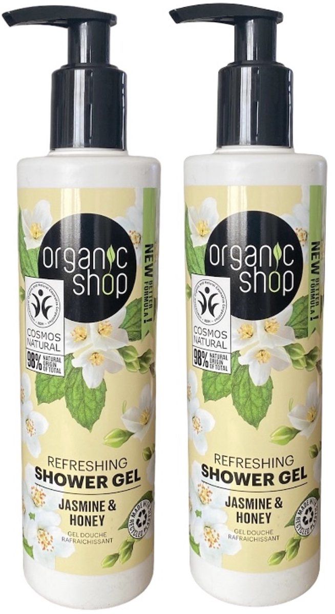 Organic shop verzorgende - Natuurlijke Body Wash - Douchegel - Organische verzorgende douchegel met Jasmijn en honing - 280 m