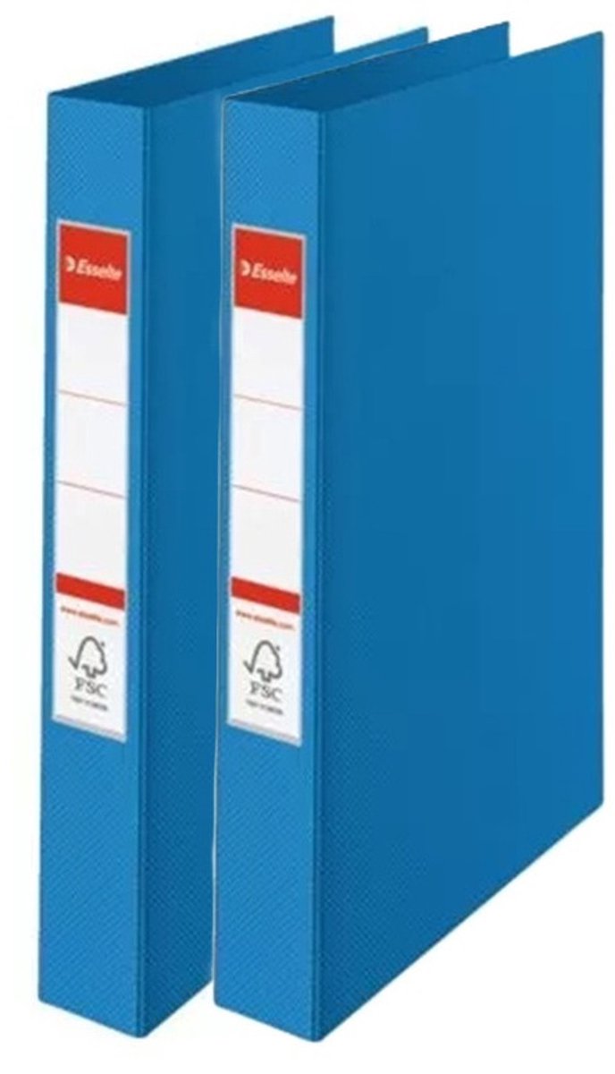 Esselte Ringband mappen/ordners - 2x - blauw - A4 - opbergen - kantoorartikelen