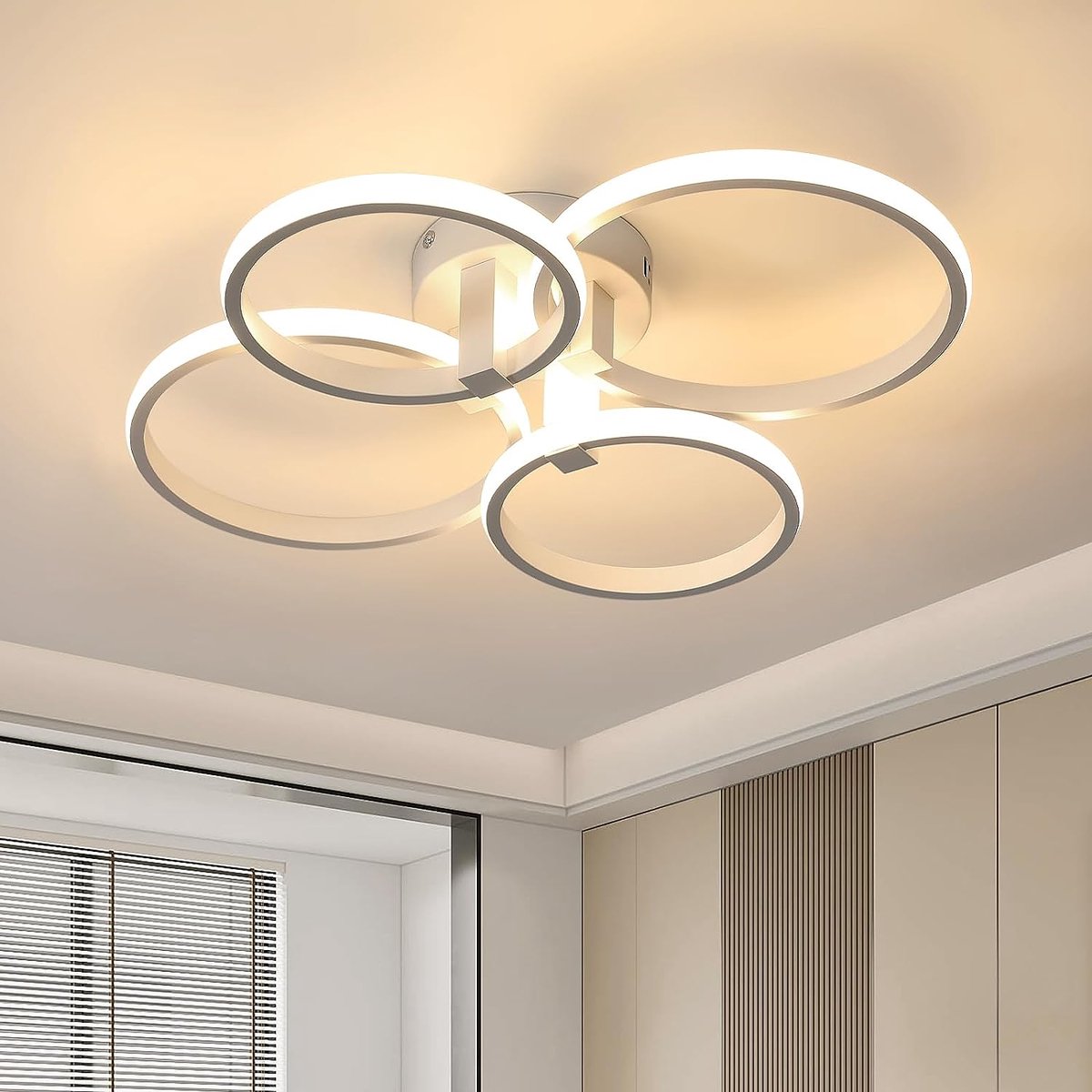 Moderne LED-plafondlamp, 48W 5400LM ronde plafondlamp, witte aluminium plafondlamp, ringvormige plafondlamp voor woonkamer, slaapkamer, eetkamer, keuken, warm licht 3000K