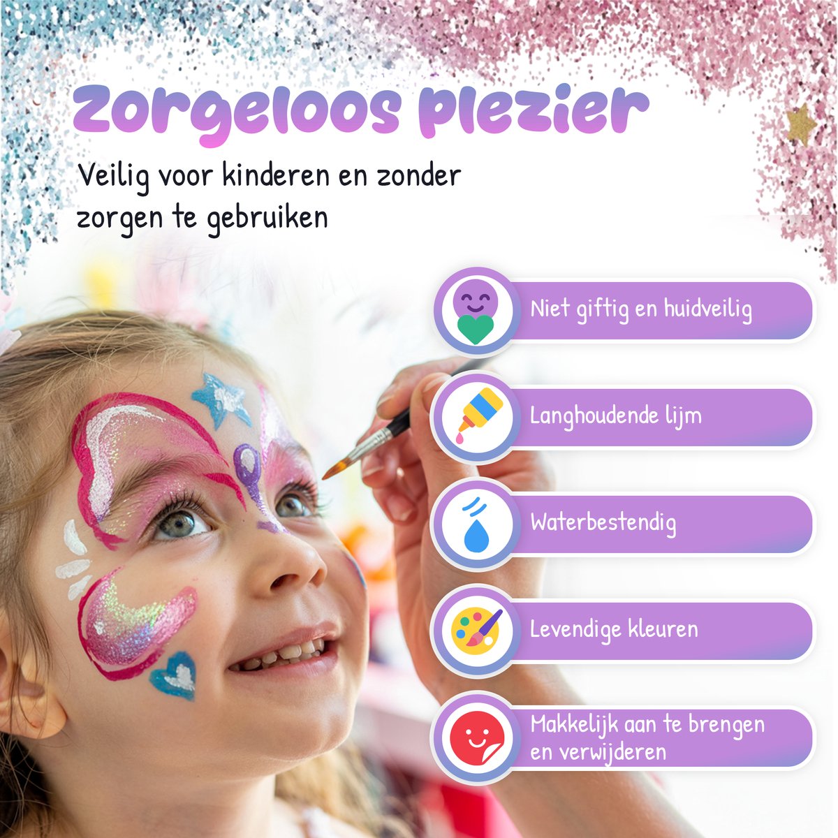 Craftiverse - Glitter Tattoo Set Compleet - 212 Sjablonen - 30 kleuren - Biologisch Afbreekbare Glitters - Schmink Sjablonen - Knutselpakket - Knutselen voor Kinderen - Huidlijm Voor Glitters - Kinderen - Jongens en Meisjes - Inclusief Handleiding — afbeelding 11