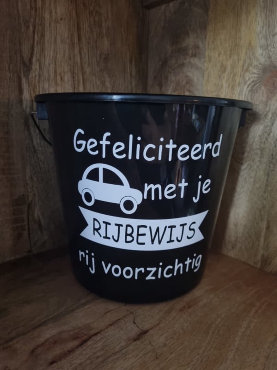 Cadeau emmer Gefeliciteerd met je rijbewijs rijvoorzichtig